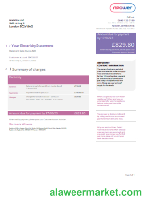 Npower utility business bill, version 2, SCR